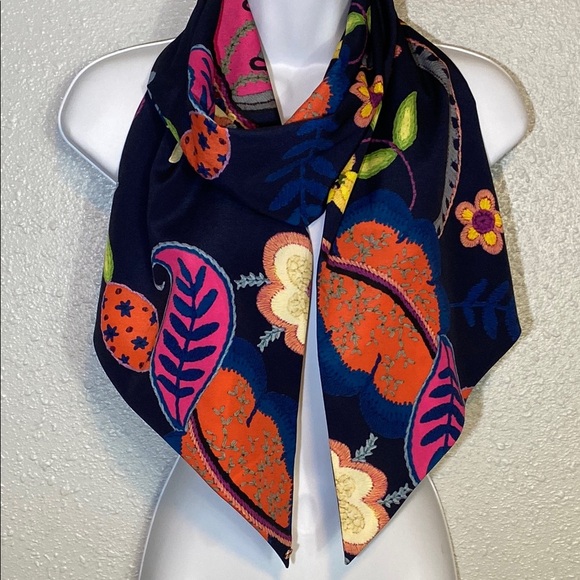 Ted Baker Accessories - Ted Baker Blue and Pink Folk Foliage Botanical Scarf